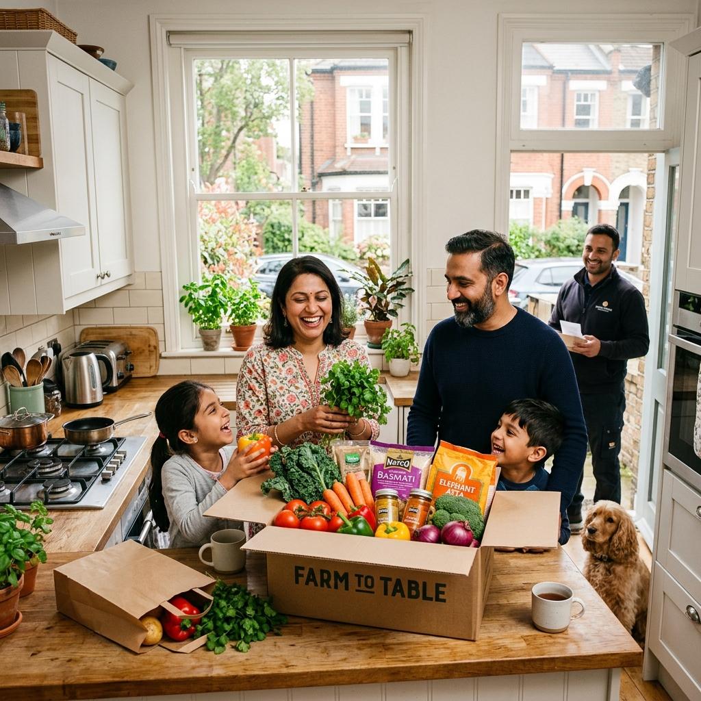 A family receiving fresh Indian groceries from Doorza